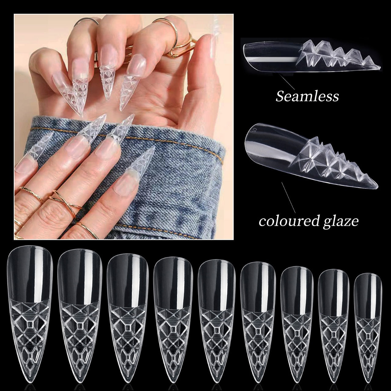 New 120pcs Clear Glaze Fake Nail 3D Crystal Full Cover False Art Nail Capsules For Extension Tips Square Coffin Press On Nail Mask Queen Nepal