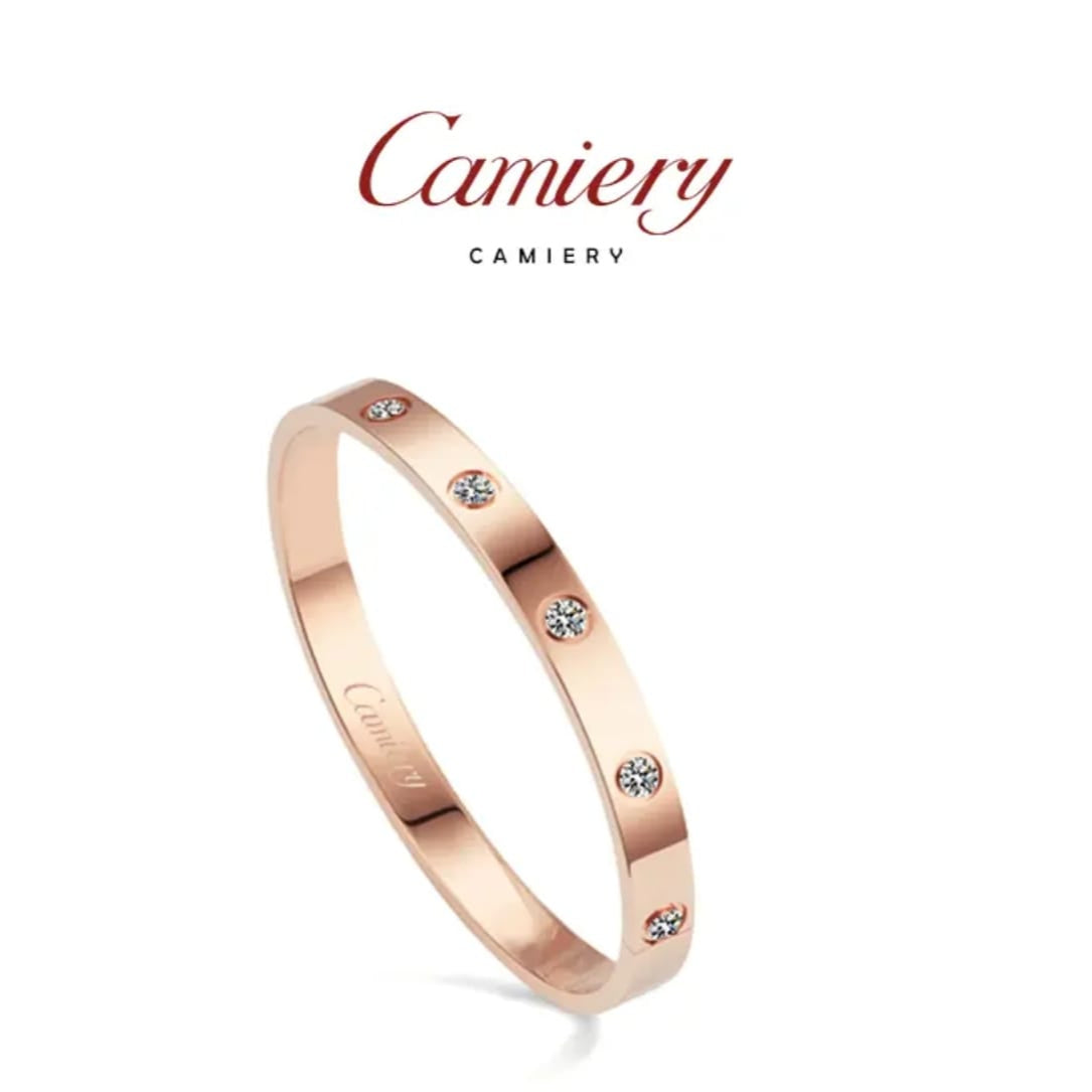 Camiery Rose Gold-Plated American Diamond Studded Kada Bracelet Easy Beauty Nepal