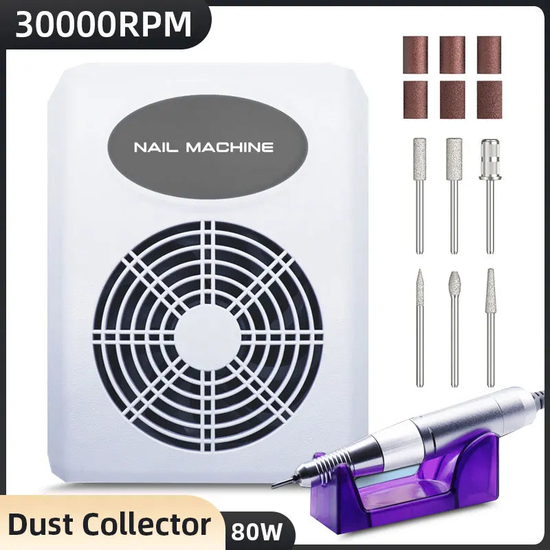 80W Nail Vacuum Cleaner Dust Absorber Fan With Nail Drill Machine For Manicure Pedicure Nail Dust Collector For Nails Salon Mask Queen Nepal