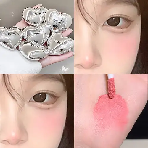 Ouoii Lavender Matte Liquid Blush Velvet Heart Shaped Face Pigment Easy Beauty Nepal