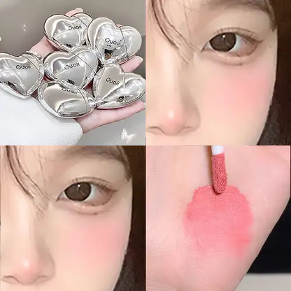 Ouoii Lavender Matte Liquid Blush Velvet Heart Shaped Face Pigment Easy Beauty Nepal