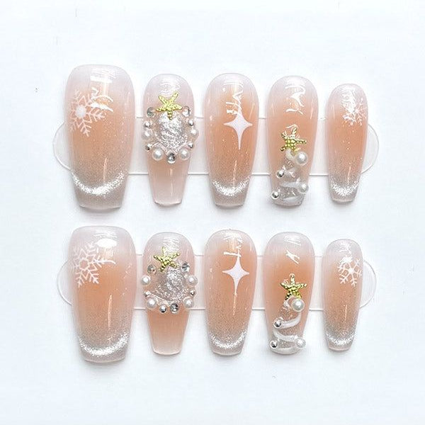 Press On Nail Long Christmas Design 1162 Easy Beauty Nepal