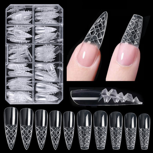 New 120pcs Clear Glaze Fake Nail 3D Crystal Full Cover False Art Nail Capsules For Extension Tips Square Coffin Press On Nail Mask Queen Nepal