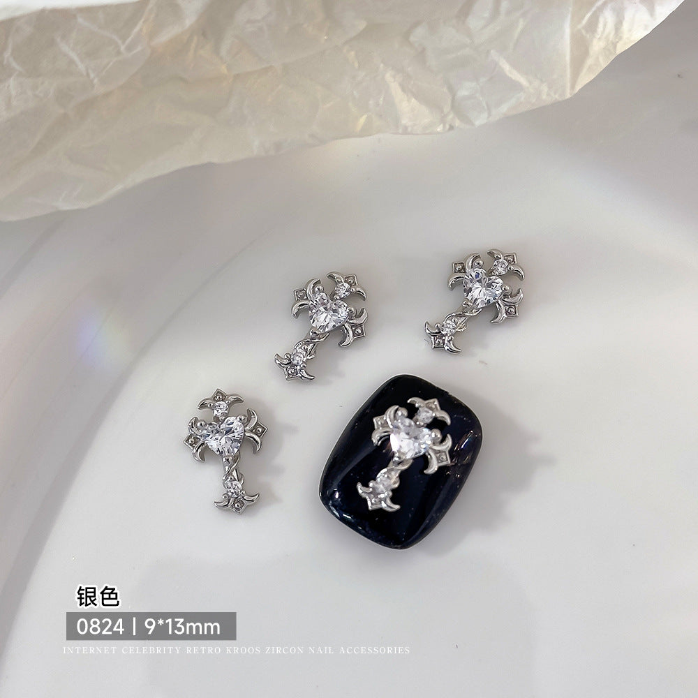 Zircon Metallic Cross Charm Nail Art Accessories Mask Queen Nepal