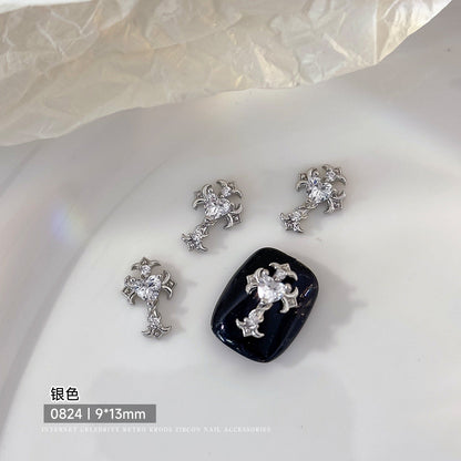 Zircon Metallic Cross Charm Nail Art Accessories Mask Queen Nepal