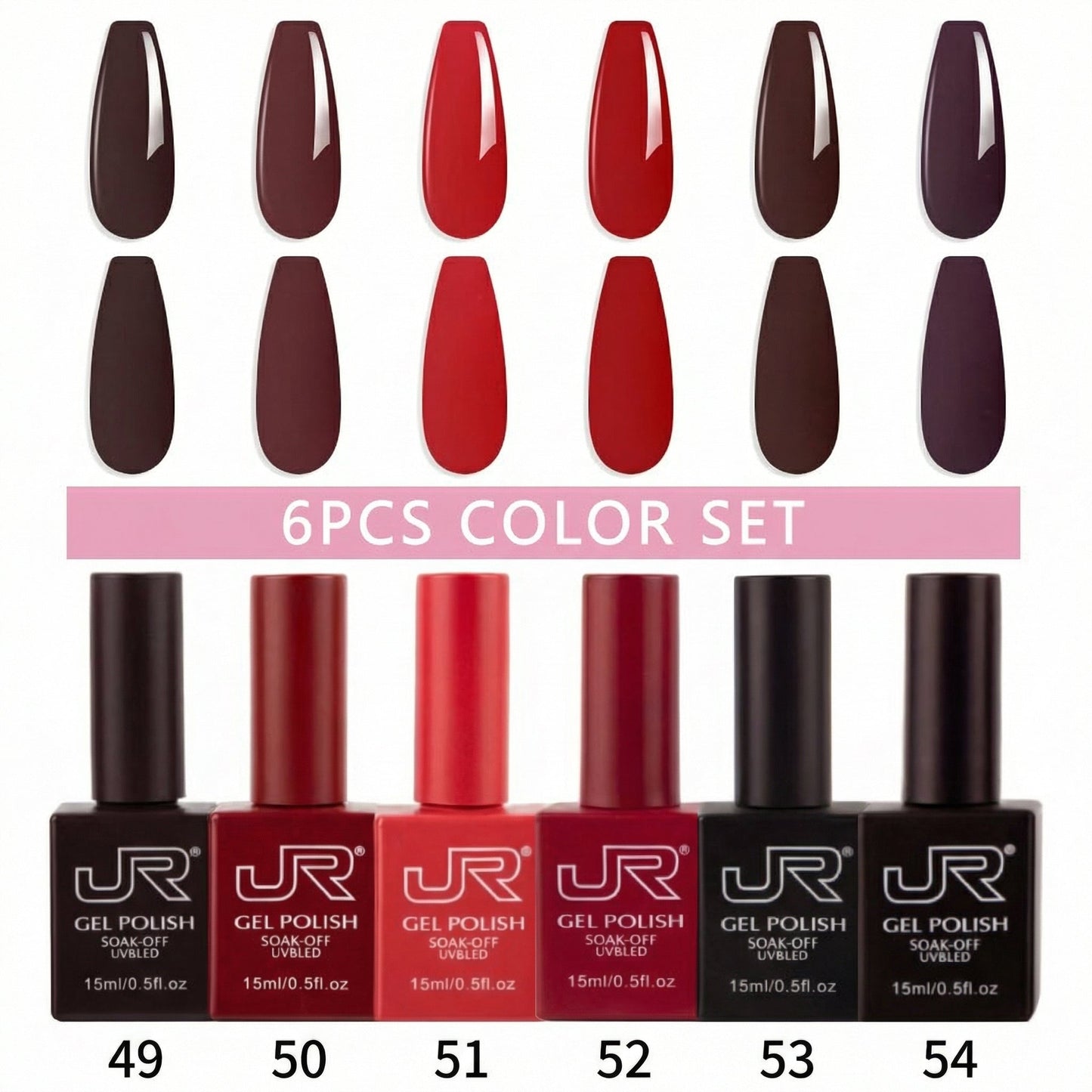 JR 6Pcs Morandi Series Gel Nail Polish 15ml Mask Queen Nepal