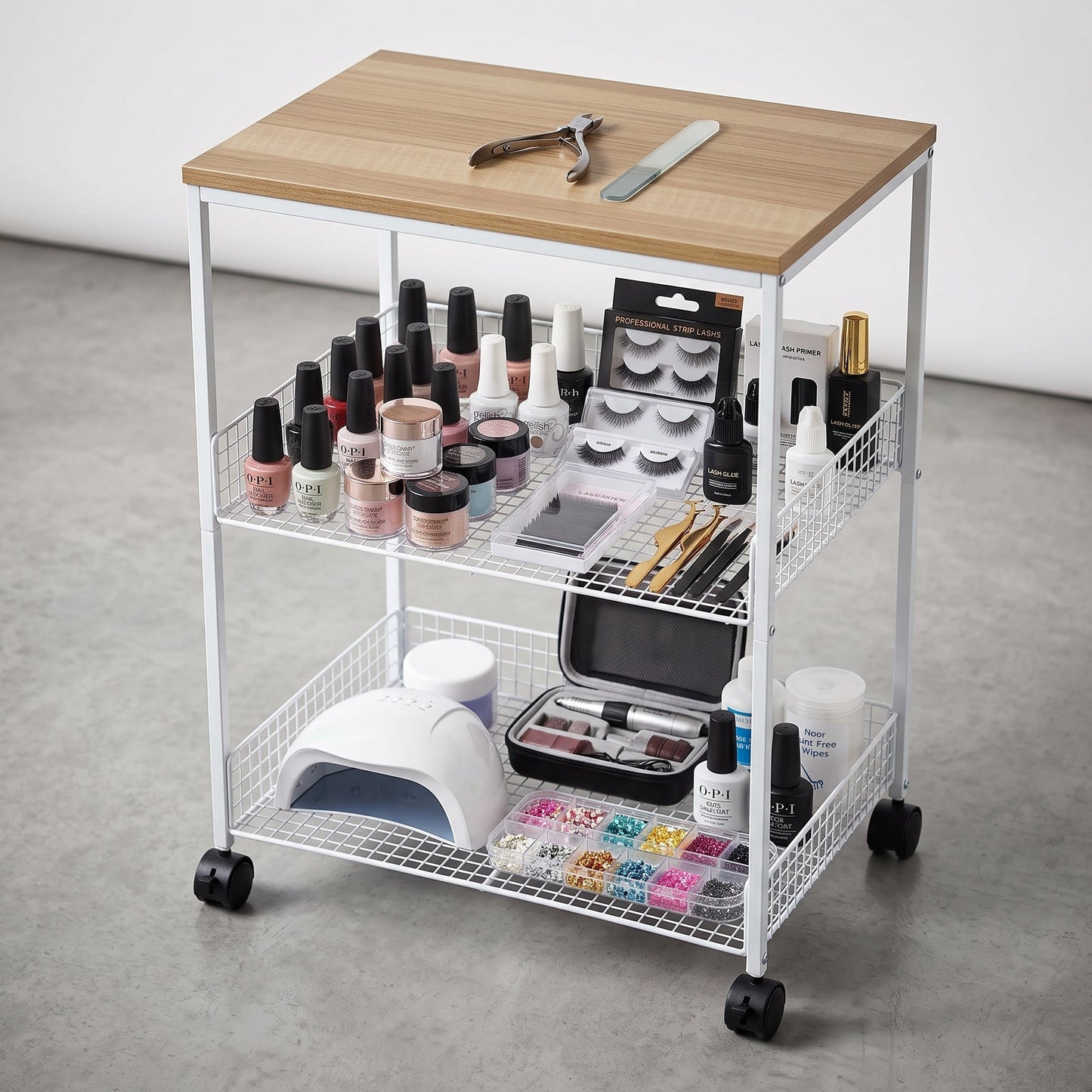Multi-layer Wooden Table Top Storage Trolley Mask Queen Nepal
