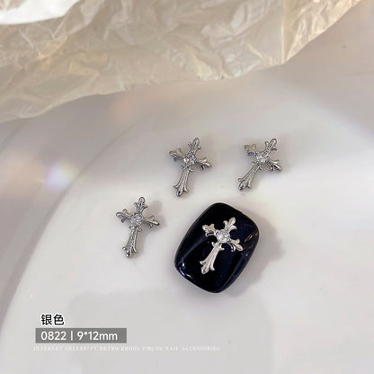 Zircon Metallic Cross Charm Nail Art Accessories Mask Queen Nepal