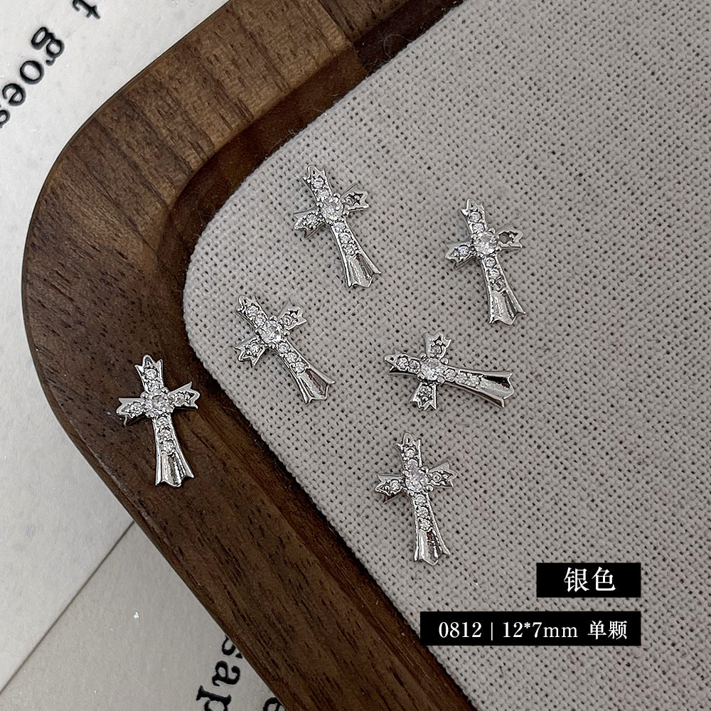 Zircon Metallic Cross Charm Nail Art Accessories Mask Queen Nepal