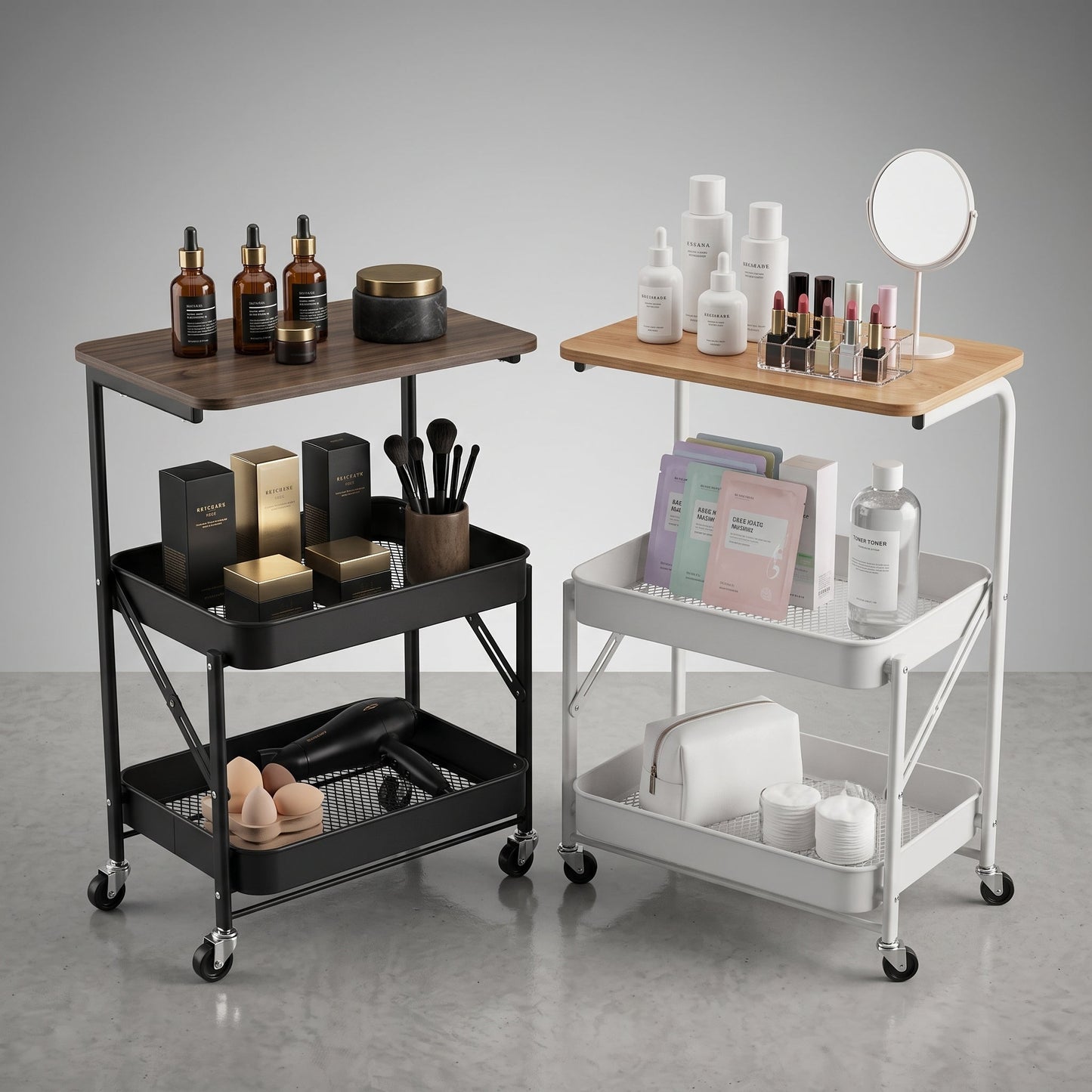 Utility Cart With Wooden Table Top Storage Trolley Mask Queen Nepal