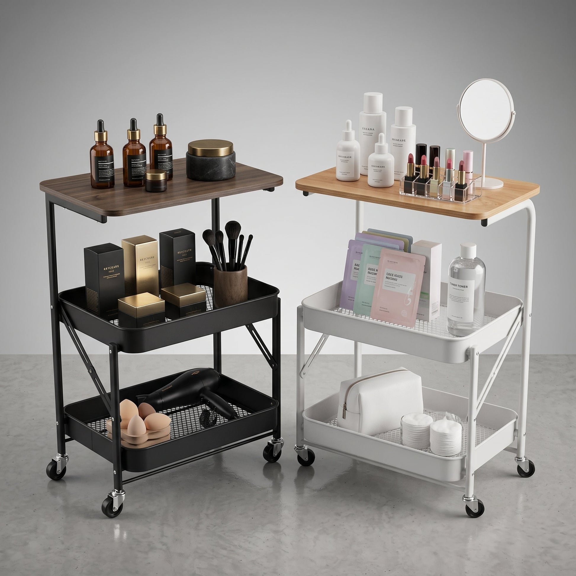 Utility Cart With Wooden Table Top Storage Trolley Mask Queen Nepal