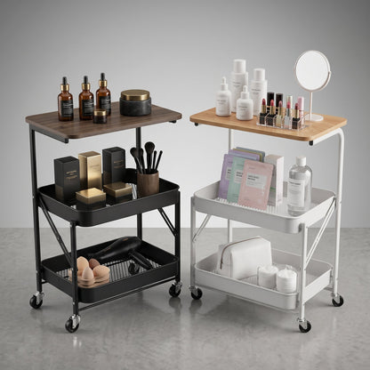 Utility Cart With Wooden Table Top Storage Trolley Mask Queen Nepal