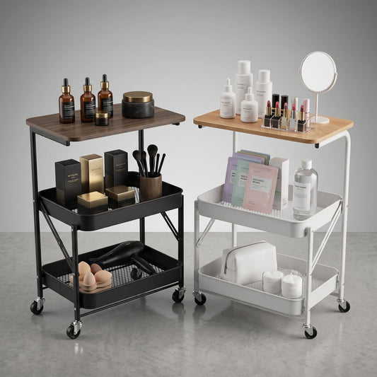 Utility Cart With Wooden Table Top Storage Trolley Mask Queen Nepal