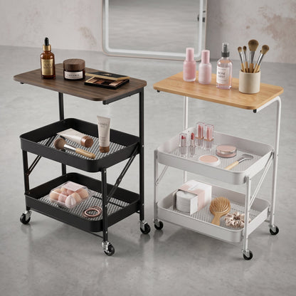 Utility Cart With Wooden Table Top Storage Trolley Mask Queen Nepal