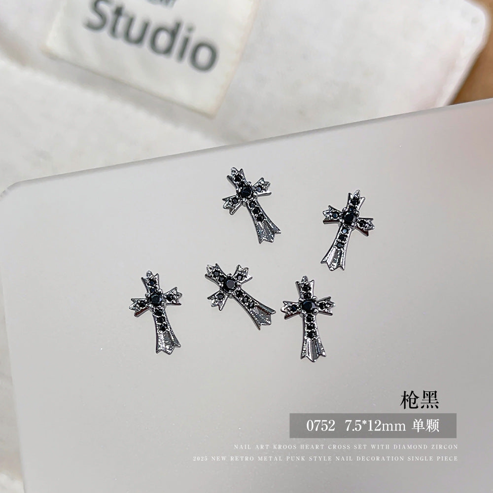 Zircon Metallic Cross Charm Nail Art Accessories Mask Queen Nepal