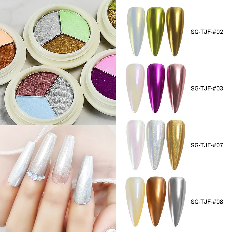 Chrome Nail Powder,Holographic Highly Pigmented Chrome Powder,Metallic Glitter Nail Powder Magic Art Mirror Effect Makeup Powder,Titanium Alloy Chrome Powder Mask Queen Nepal