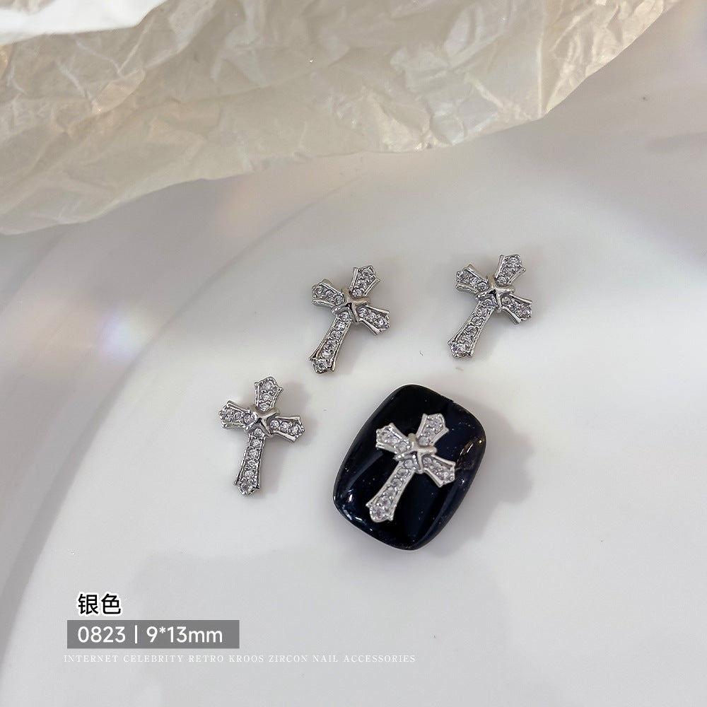 Zircon Metallic Cross Charm Nail Art Accessories Mask Queen Nepal