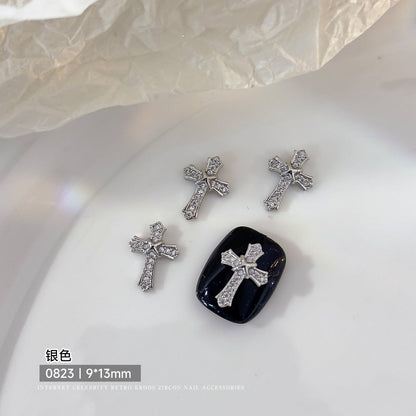 Zircon Metallic Cross Charm Nail Art Accessories Mask Queen Nepal