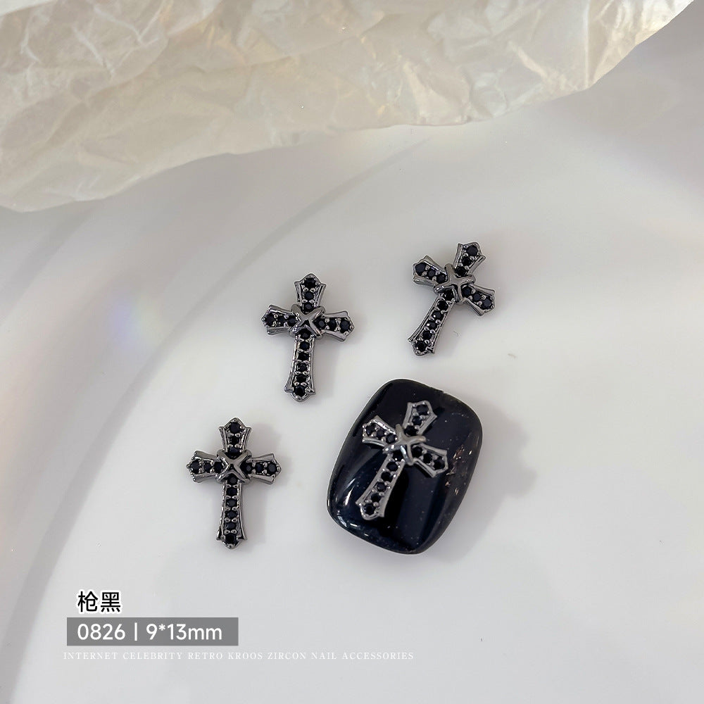 Zircon Metallic Cross Charm Nail Art Accessories Mask Queen Nepal
