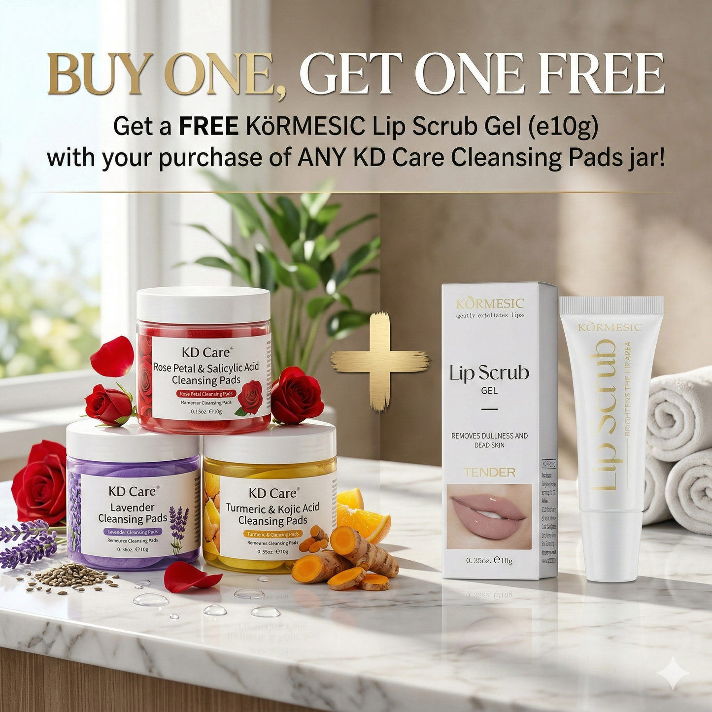 KD Care Cleansing Pads + Kormesic Lip Scrub (FREE) Mask Queen Nepal
