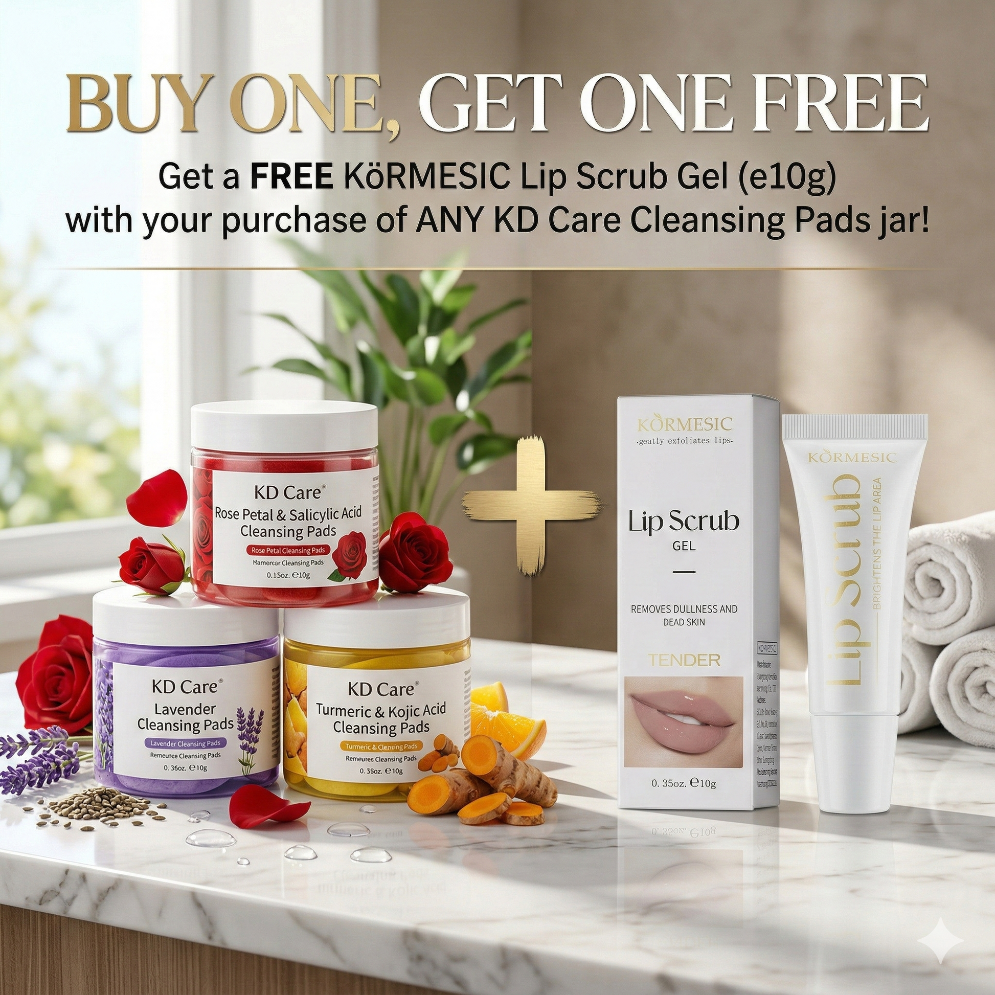 KD Care Cleansing Pads + Kormesic Lip Scrub (FREE) Mask Queen Nepal