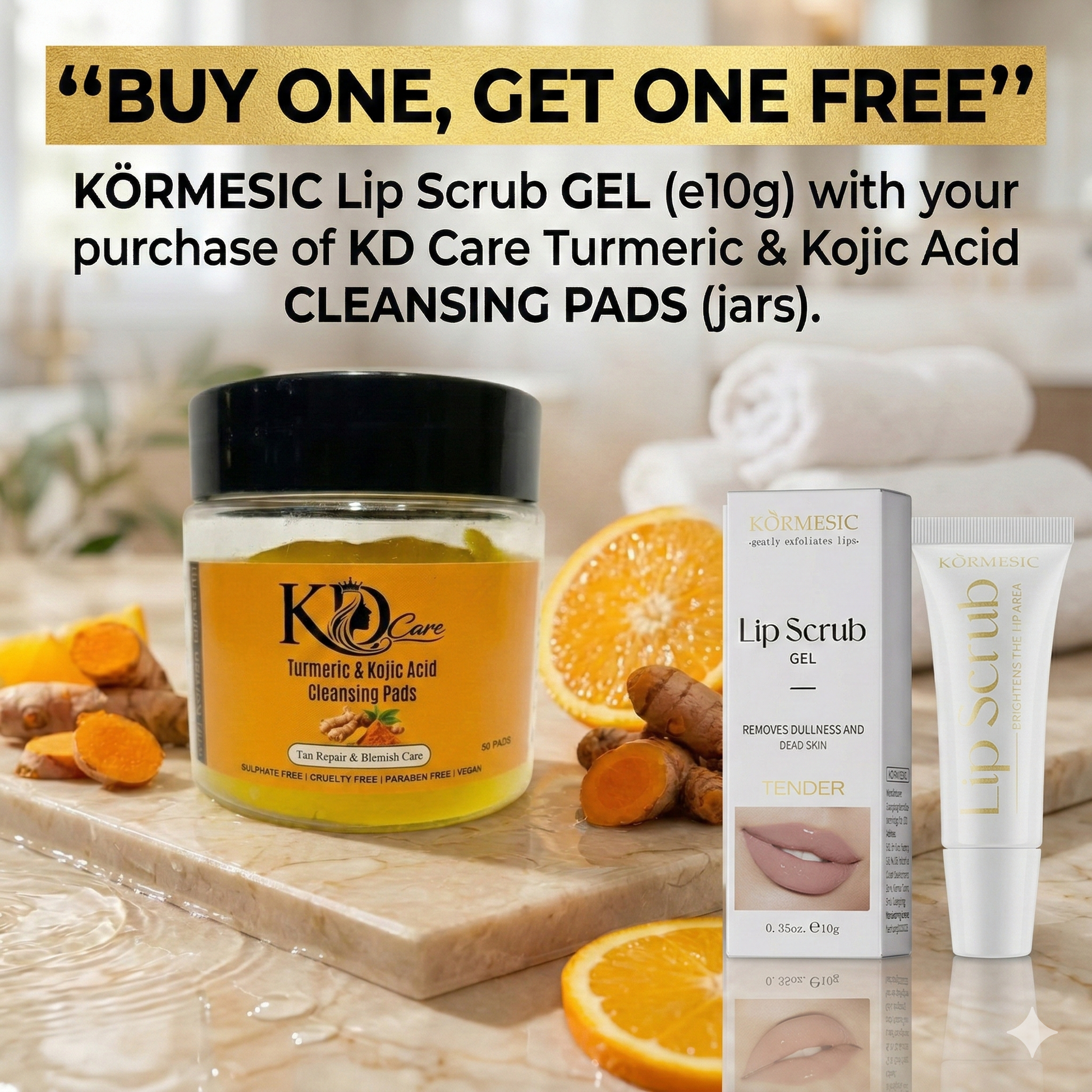 KD Care Cleansing Pads + Kormesic Lip Scrub (FREE) Mask Queen Nepal