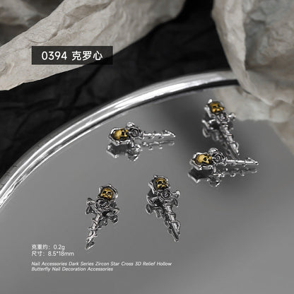 Zircon Metallic Cross Charm Nail Art Accessories Mask Queen Nepal
