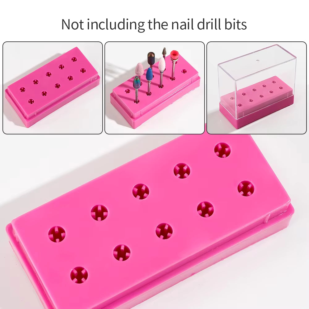 Nail Drill Bit Holder Storage Box 10 Slots Mask Queen Nepal