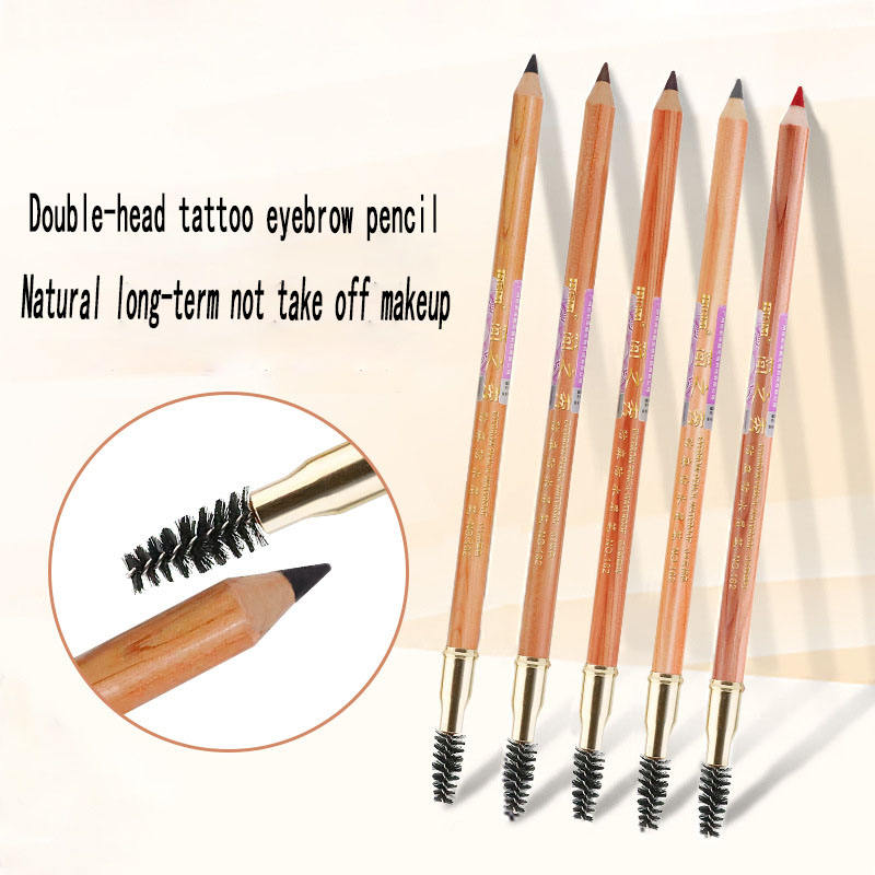 Double Head Embroidered Eyebrow Pencil Waterproof Sweat Resistant No Blooming Double Eyebrow Pencil Mask Queen Nepal