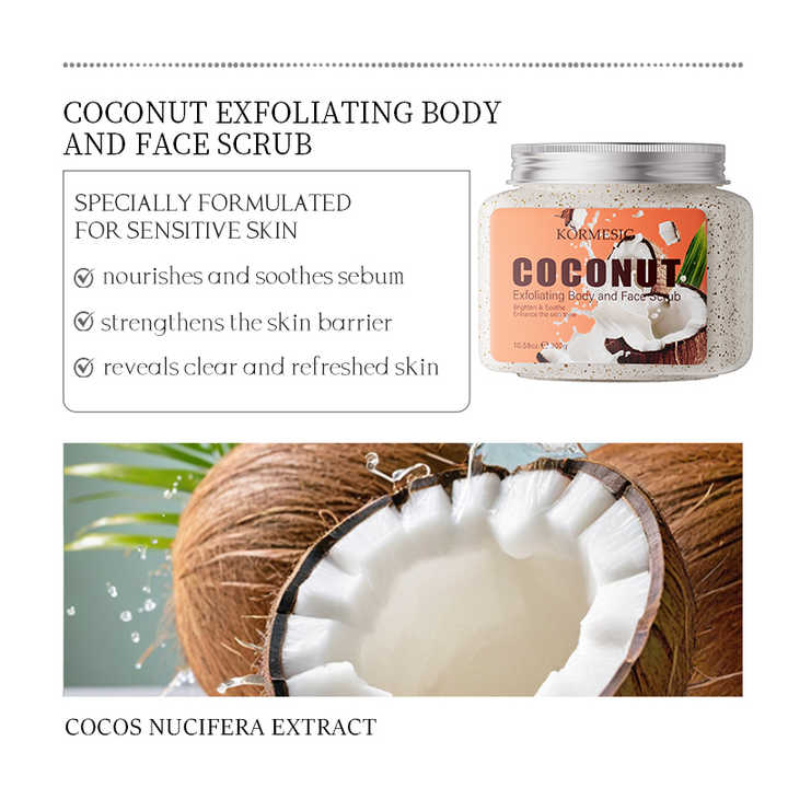 KORMESIC 300g Avocado Coconut Rose Aloe Vera Exfoliating Body Face Scrub Easy Beauty Nepal