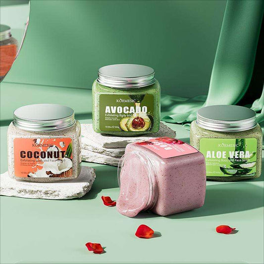 KORMESIC 300g Avocado Coconut Rose Aloe Vera Exfoliating Body Face Scrub Easy Beauty Nepal