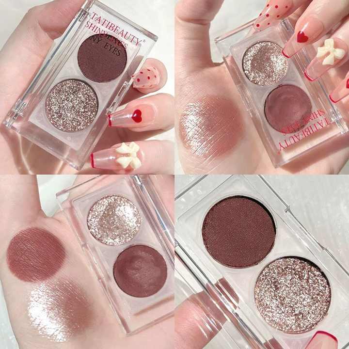 Tati Beauty Two Tone Pearl Glitter Sequins Eyeshadow Palette Easy Beauty Nepal