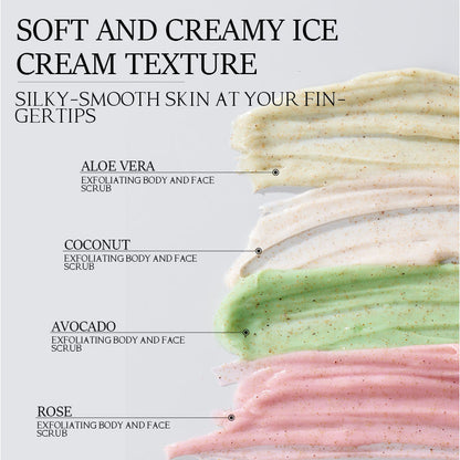 KORMESIC 300g Avocado Coconut Rose Aloe Vera Exfoliating Body Face Scrub Easy Beauty Nepal