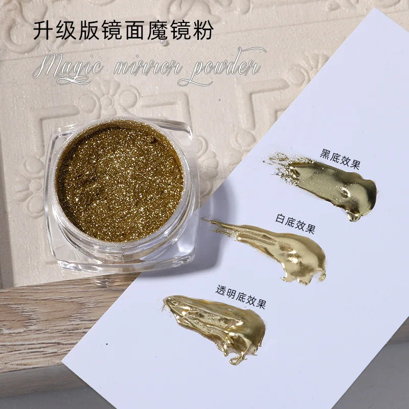 Gold Silver Powder 3 Colors Metal UV Gel Polish Chrome Pigment Mask Queen Nepal