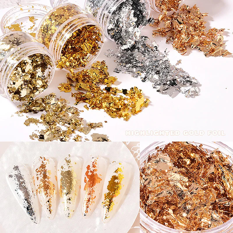 Gold & Silver Foil Paper Sequins Nail Art Mask Queen Nepal