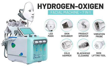 BeautyBox 7-in-1 Multifunction Hydrafacial Oxygen Beauty Machine Vacuum Face Cleaning Hydro Water Oxygen Jet Peel Hydrafacial Professional Facial Sprayer Moisturizing Rejuvenation Skin Mask Queen Nepal