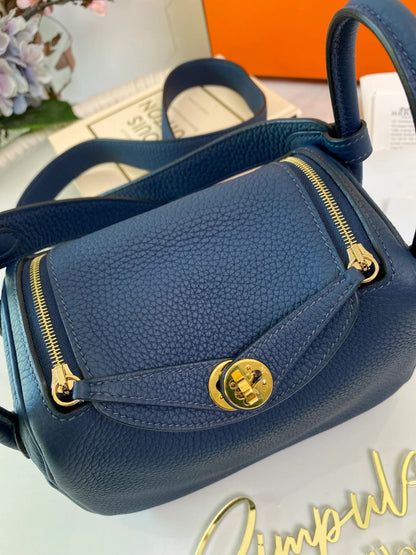 Hermes mini Lindy Bleu Nuit Bag GAB-136 Mask Queen Nepal