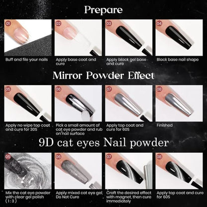 2 in 1 Multifunctional Metallic Cat Eye Chrome Nail Powder Mask Queen Nepal