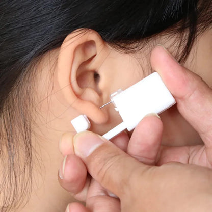 Self Ear Piercing Gun With Pentagon White Zircon 5mm Studs Disposable Tool Mask Queen Nepal