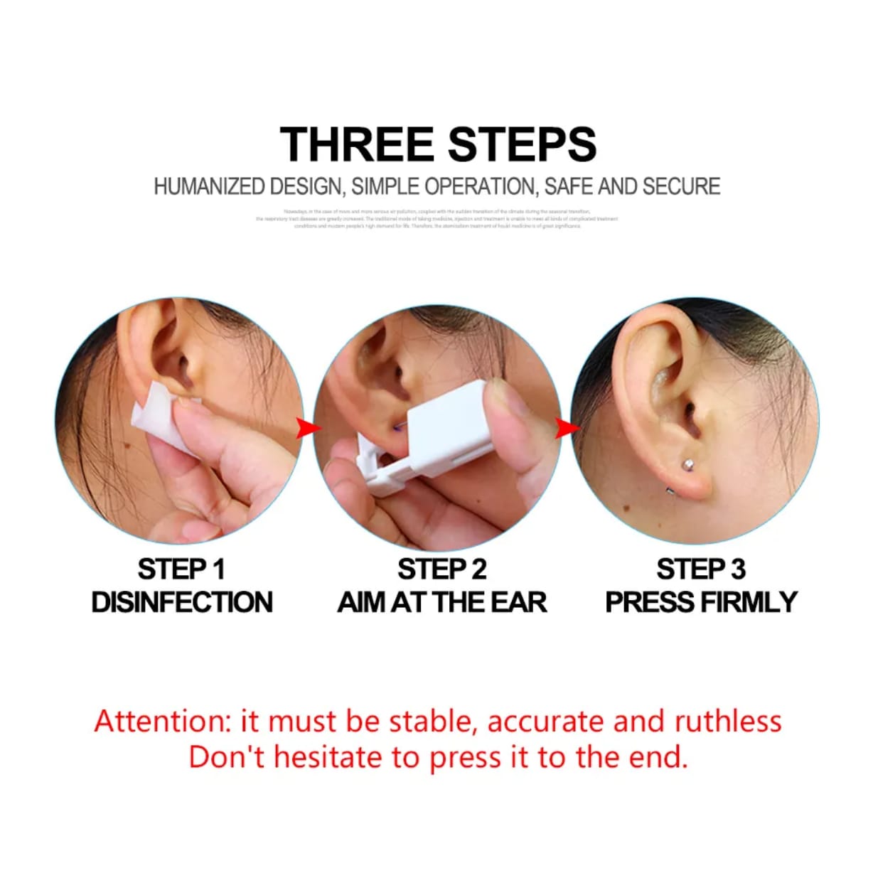 Self Ear Piercing Gun With Pentagon White Zircon 5mm Studs Disposable Tool Mask Queen Nepal