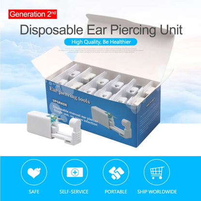 Self Ear Piercing Gun With Pentagon White Zircon 5mm Studs Disposable Tool Mask Queen Nepal