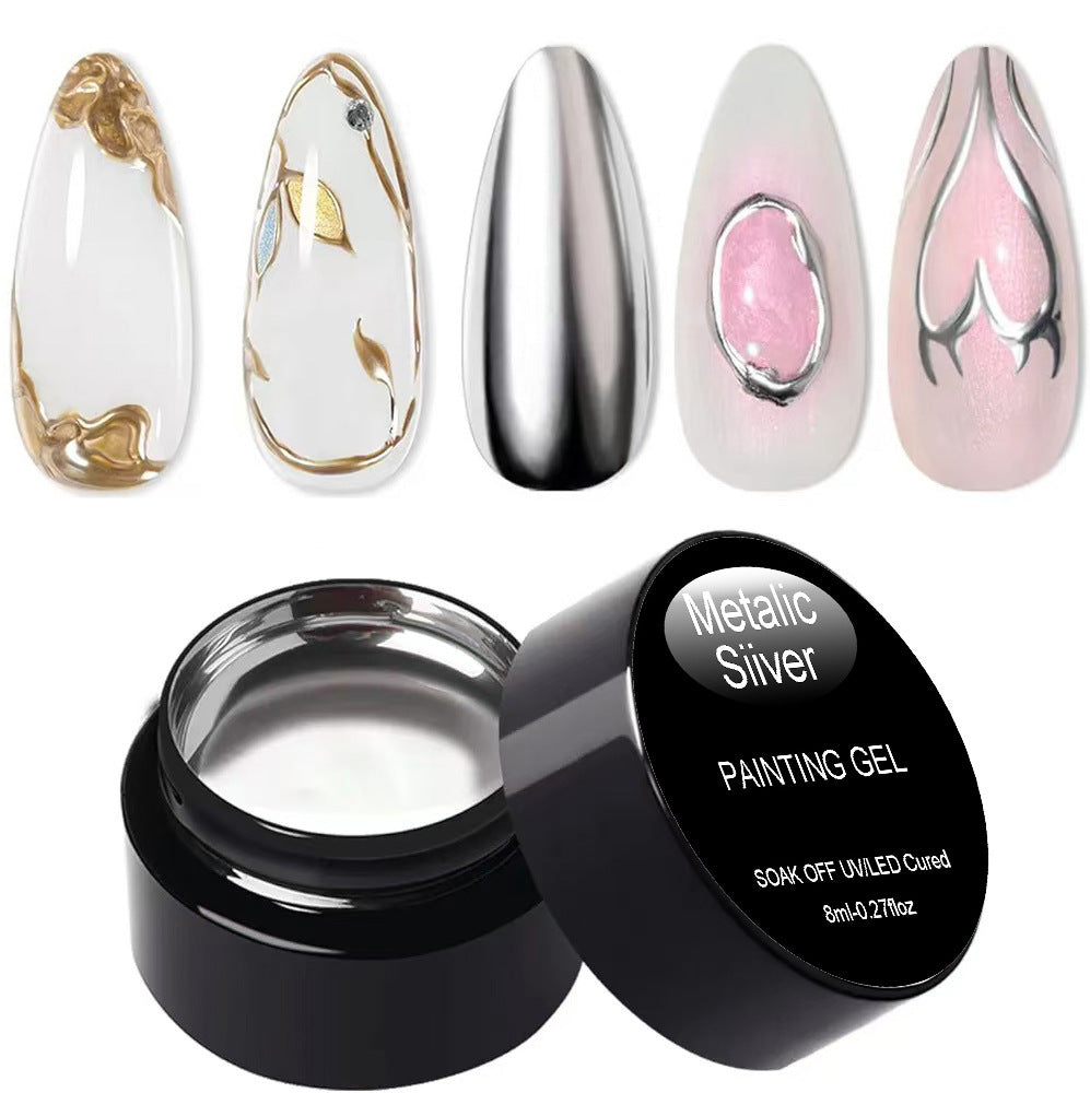 3D Metal Paint Nail Gel Silver & Golden Mask Queen Nepal