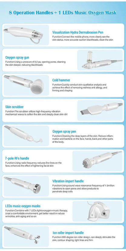 9 in 1 Hydra Visual Facial Beauty K100 Hydrafacial Machine Mask Queen Nepal