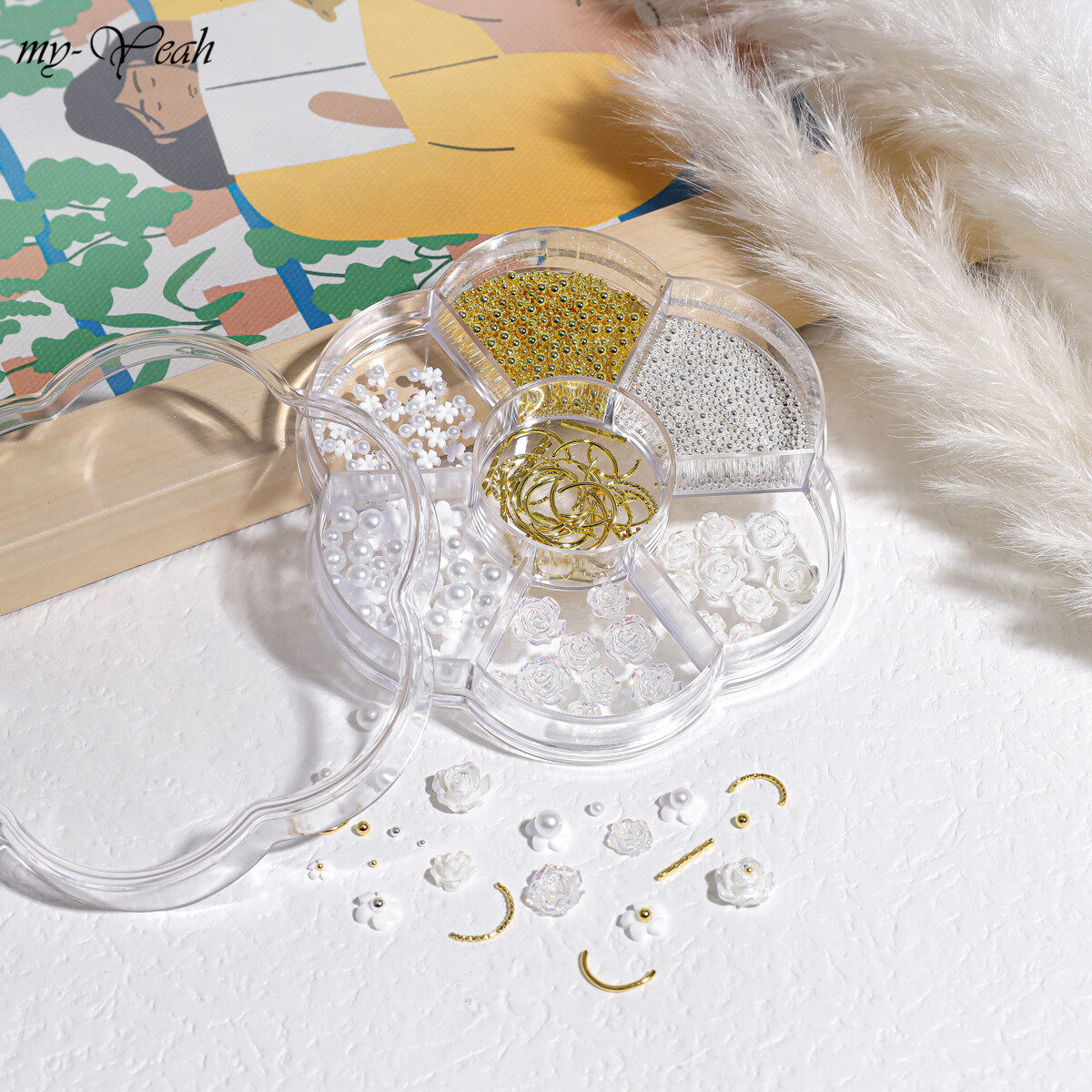 6 Grid Nail Stone Box Nail Art Rhinestone Mask Queen Nepal