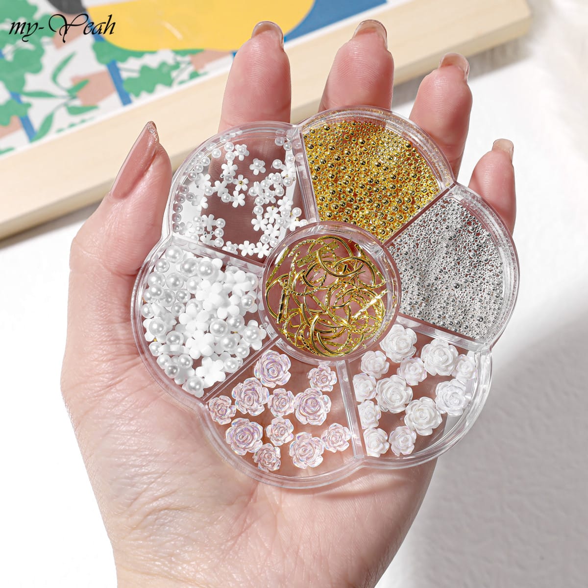 6 Grid Nail Stone Box Nail Art Rhinestone Mask Queen Nepal