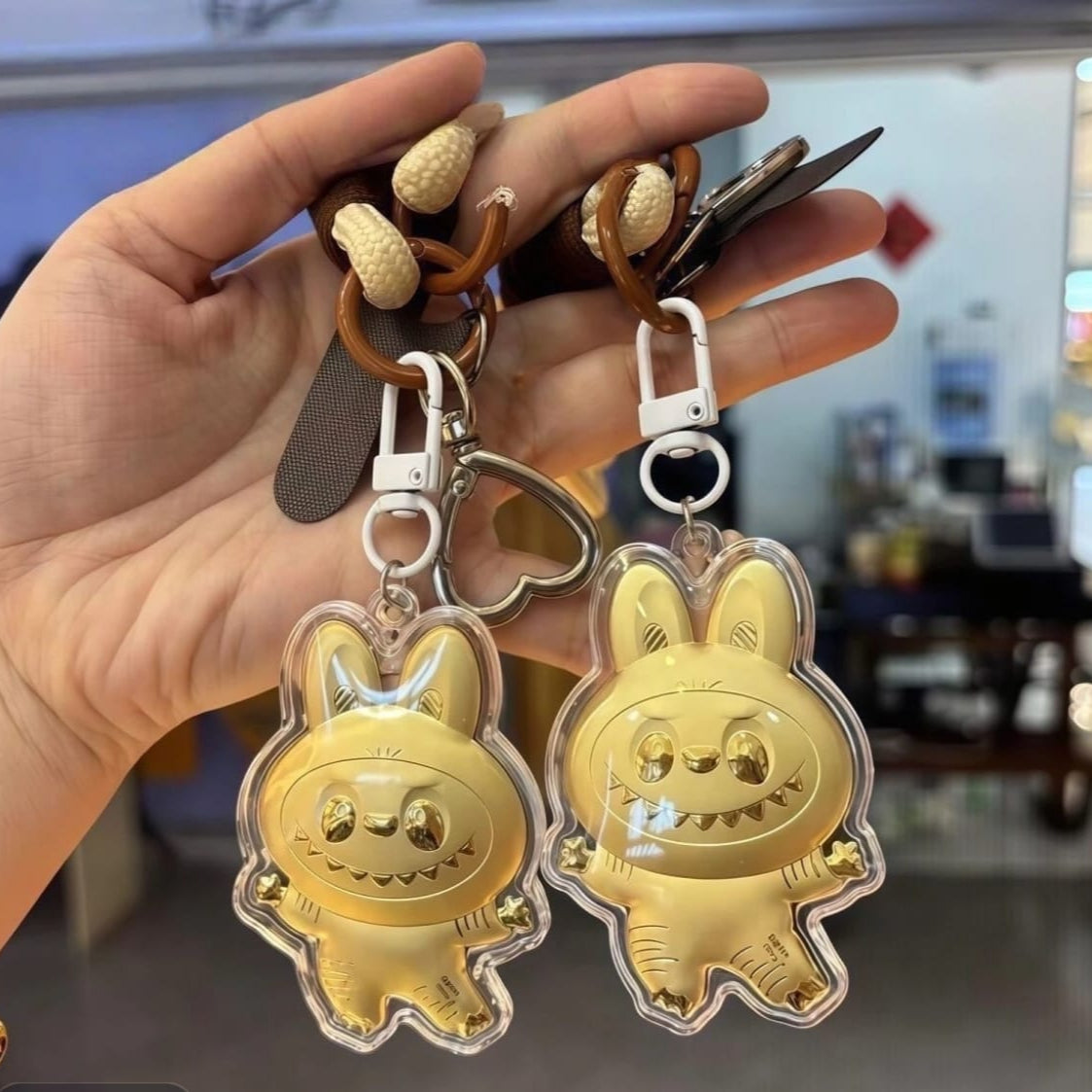 Labubu Doll Gold Mobile Phone Keyring Easy Beauty Nepal