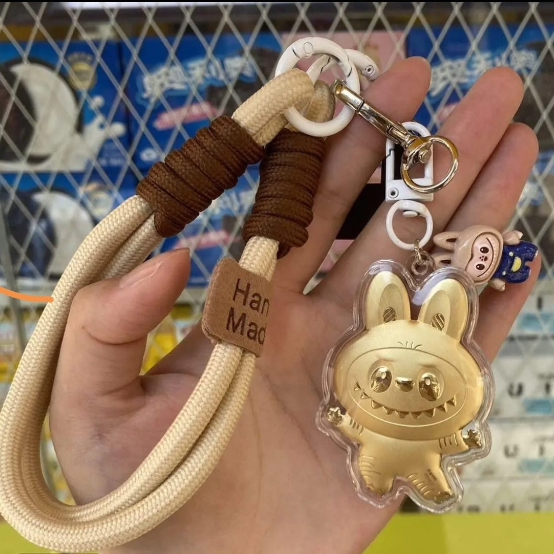 Labubu Doll Gold Mobile Phone Keyring Easy Beauty Nepal