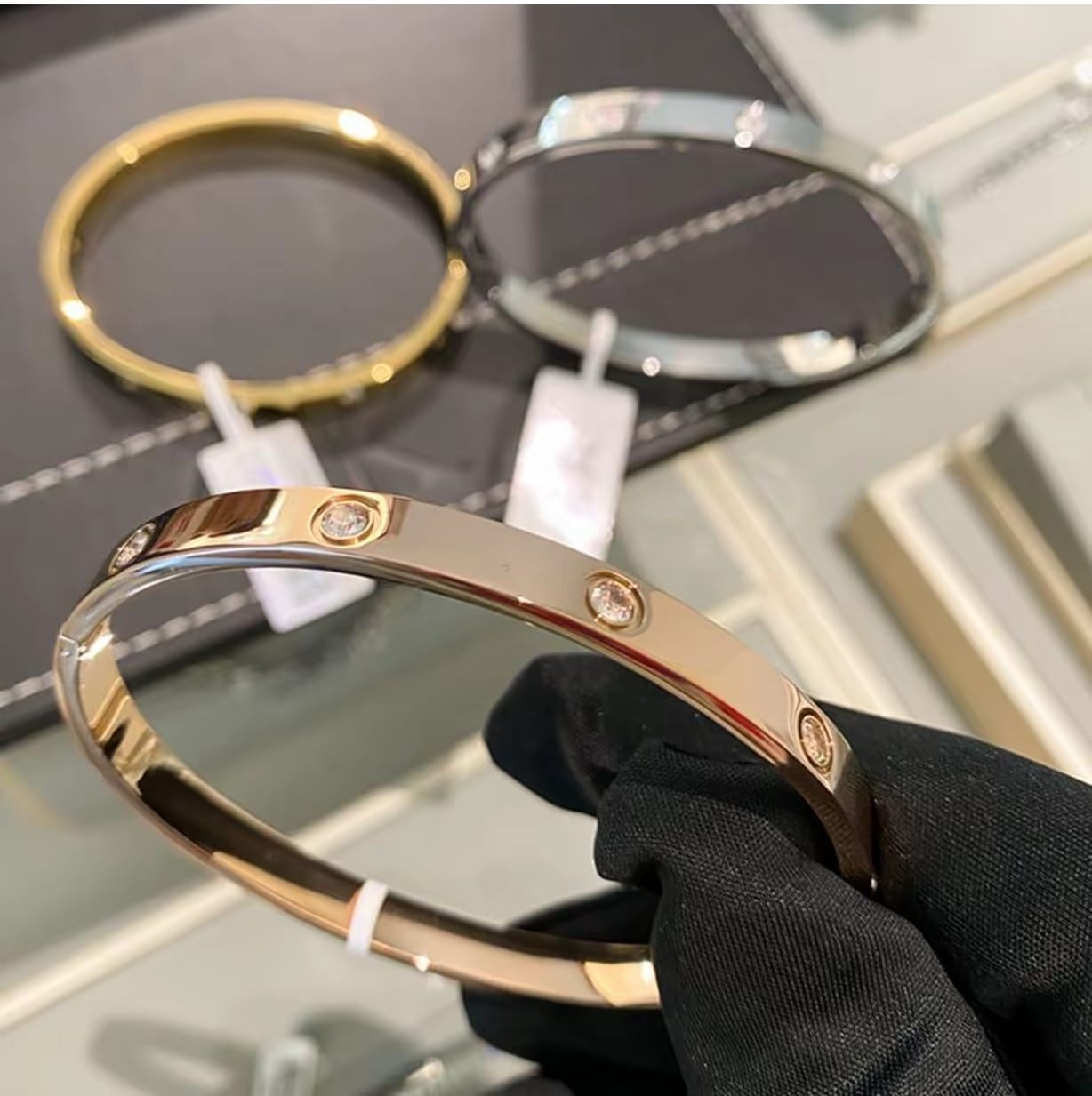 Camiery Rose Gold-Plated American Diamond Studded Kada Bracelet Easy Beauty Nepal