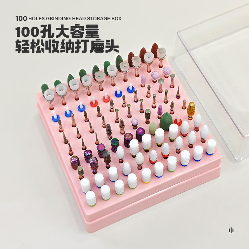 Nail Drill Bit Holder for Nail Container 100 Slots Mask Queen Nepal