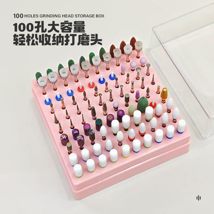 Nail Drill Bit Holder for Nail Container 100 Slots Mask Queen Nepal